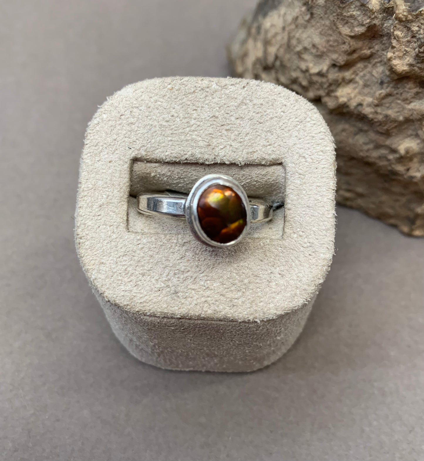 Hand Made Sterling Silver Fire Agate Ring   SZ9