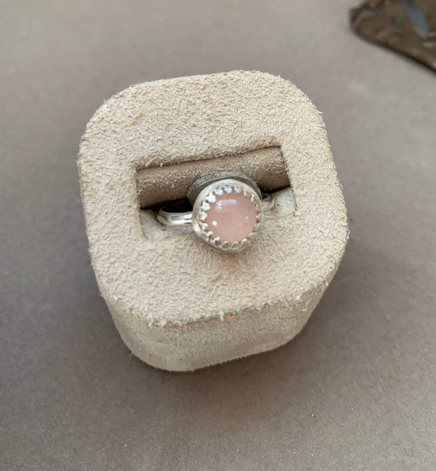 Hand Made Sterling Silver and Pink Quartz Ring SZ 6