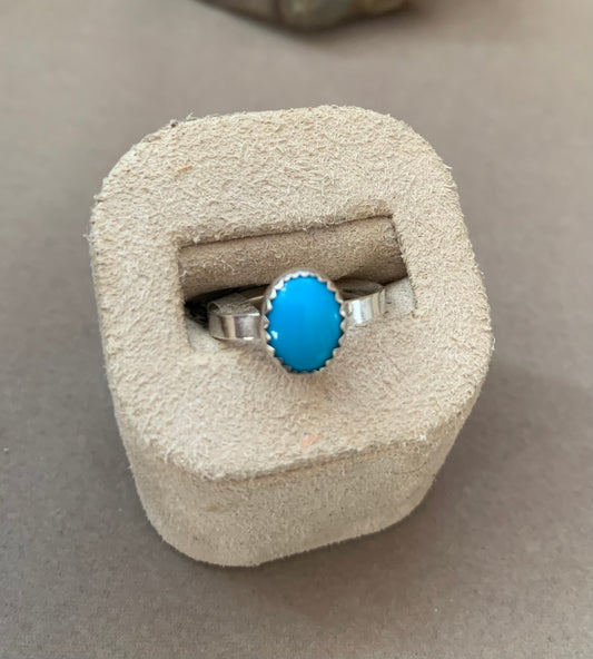 Hand Made Sterling Silver Kingman Turquoise Ring SZ6