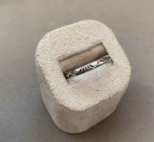 Hand Made Sterling Silver Patterned Narrow Ring Band
