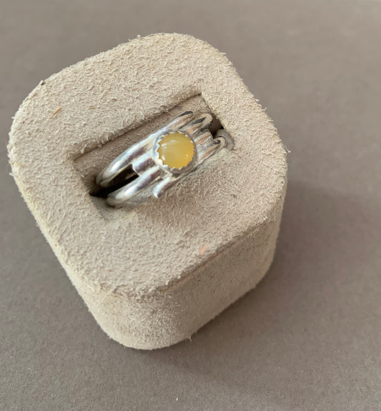 Hand Made Sterling Silver Yellow Chalcedony Ring SZ9