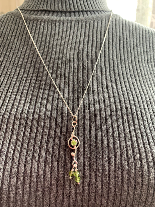 Hand Made Sterling Silver and Peridot Pendant Necklace