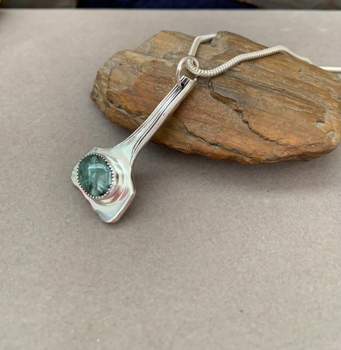 Hand Made Sterling Silver Seraphinite Pendant