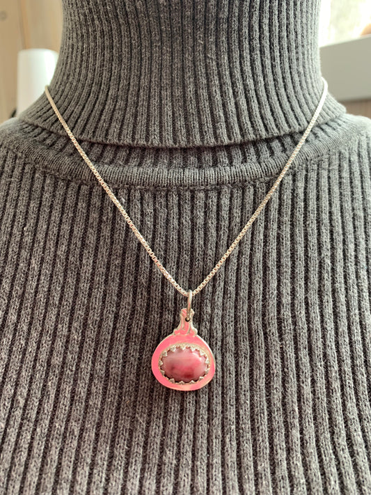 Hand Made Sterling Silver and Thulite Pendant Necklace with Earrings