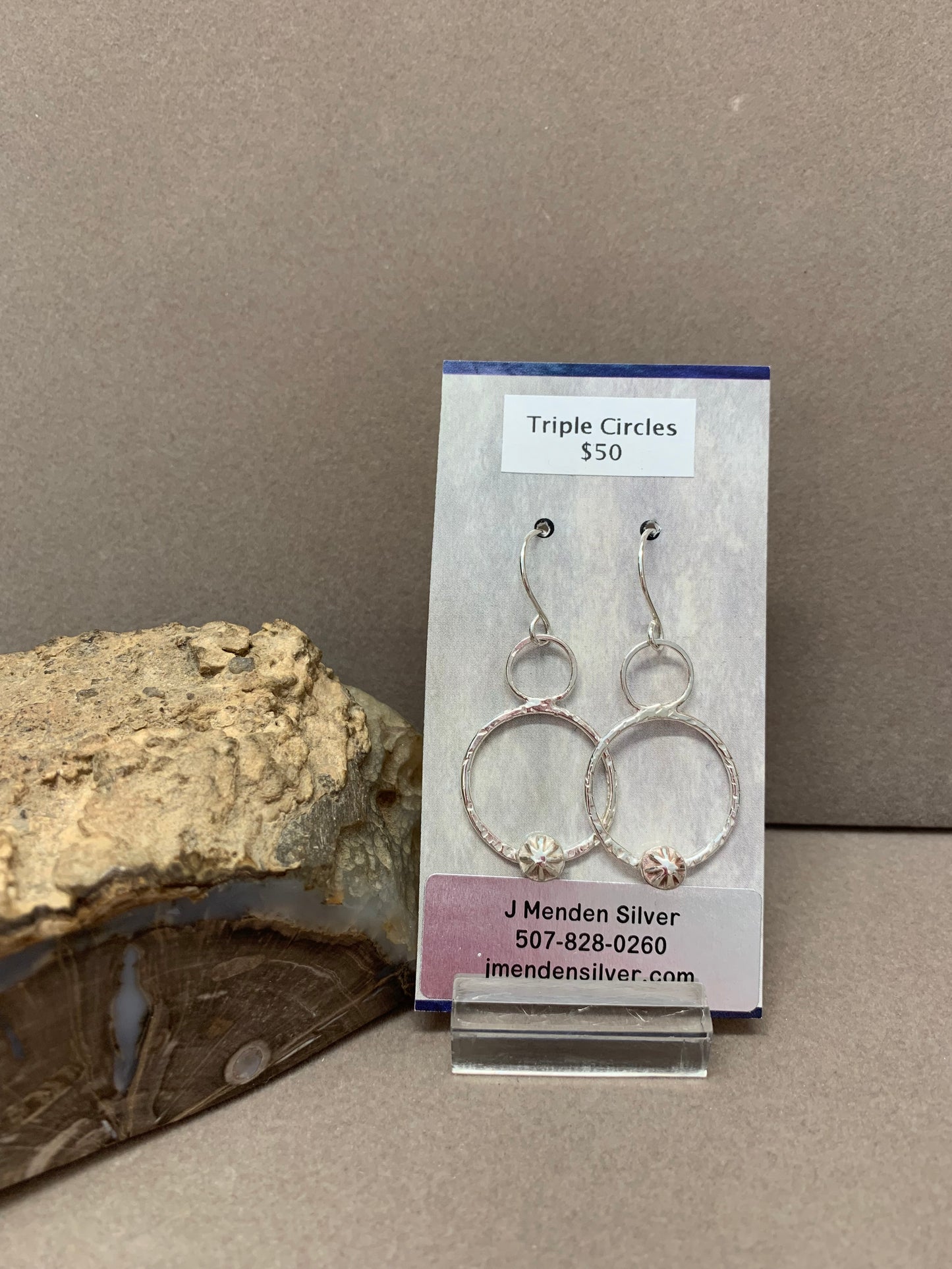 Hand Made Sterling Silver Triple Circles Earrings