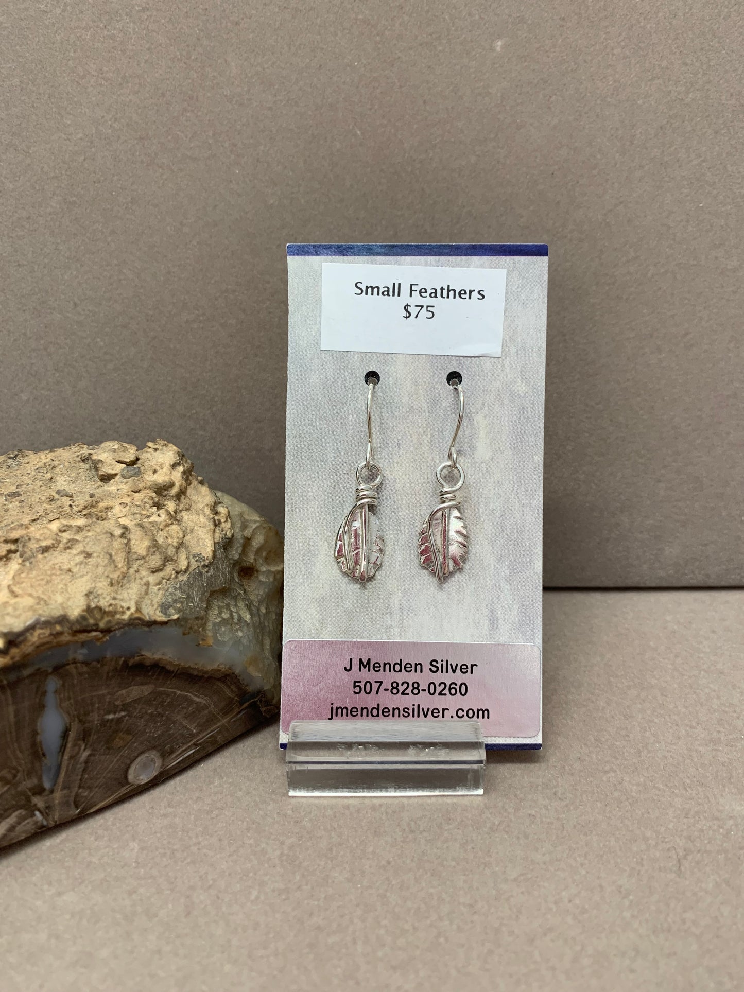 Hand Made Sterling Silver Small Feather Earrings