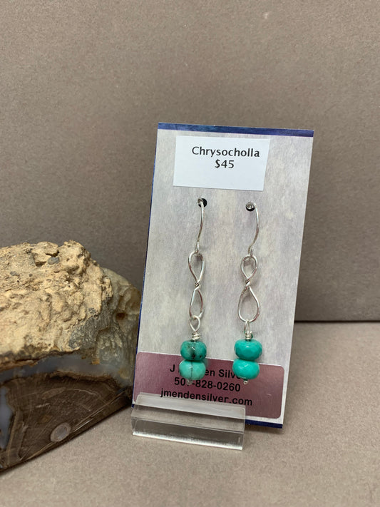 Hand Made Sterling Silver  and Chrysocholla Earrings