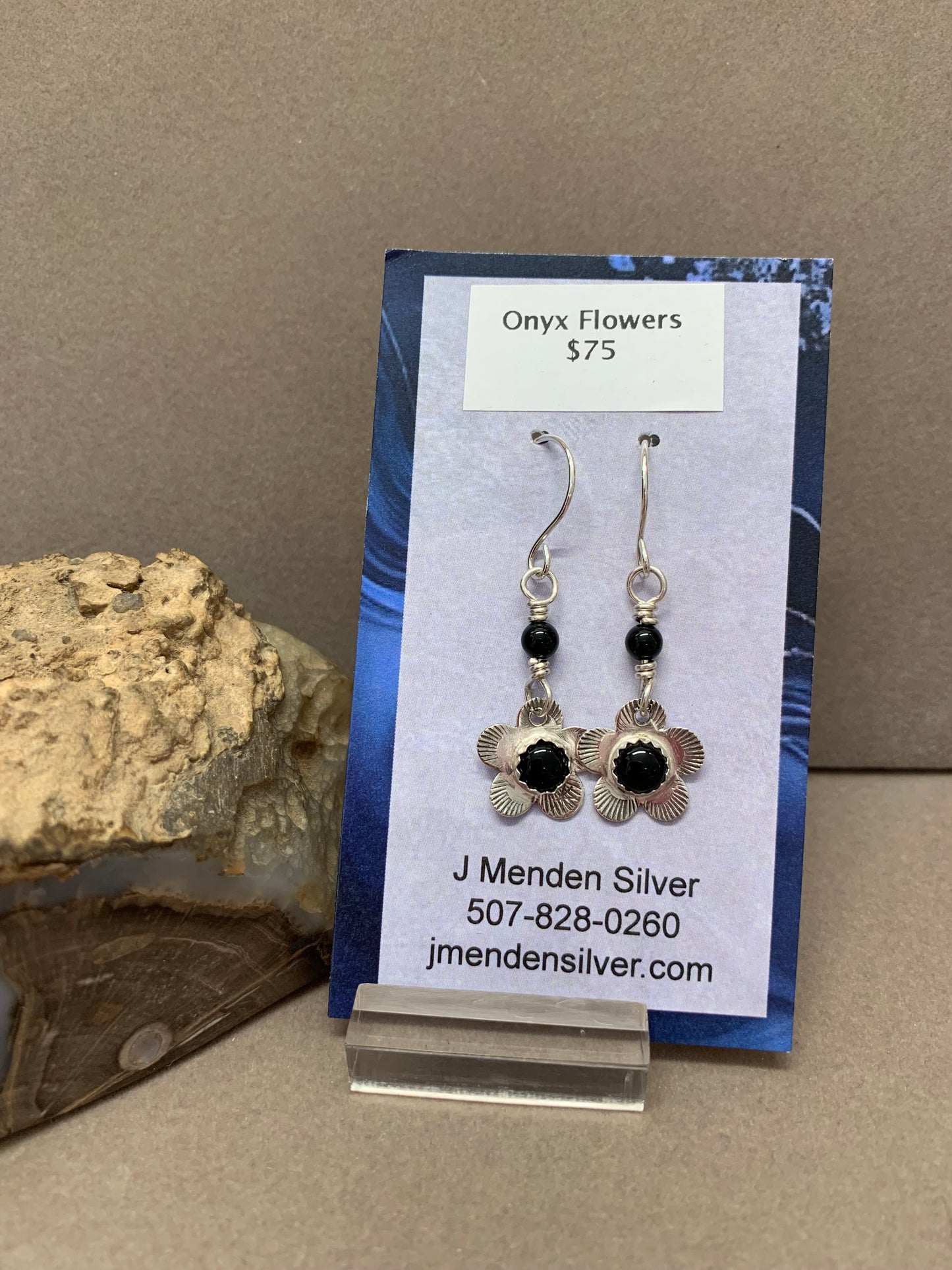 Hand Made Sterling Silve with Onyx Earrings