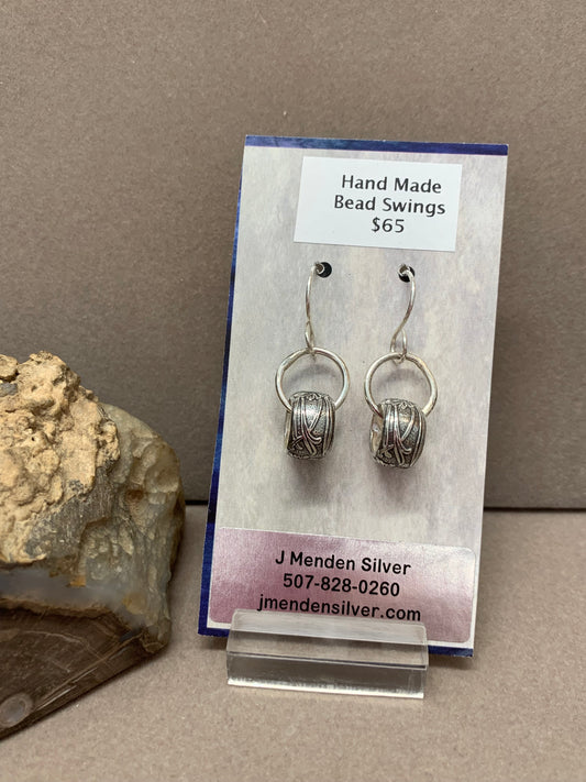 Hand Made Sterling Silver Bead Swing Earrings