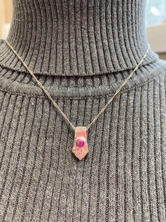 Hand Made Sterling Silver Ruby Pendant Necklace