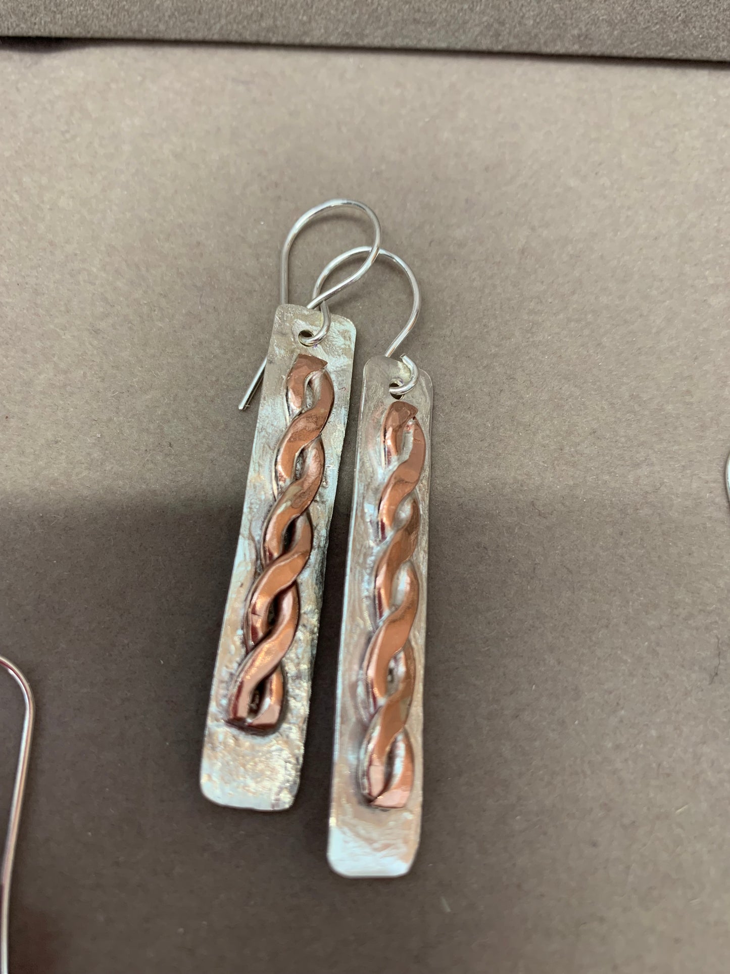 Hand Made Sterling Silver and Copper Earrings