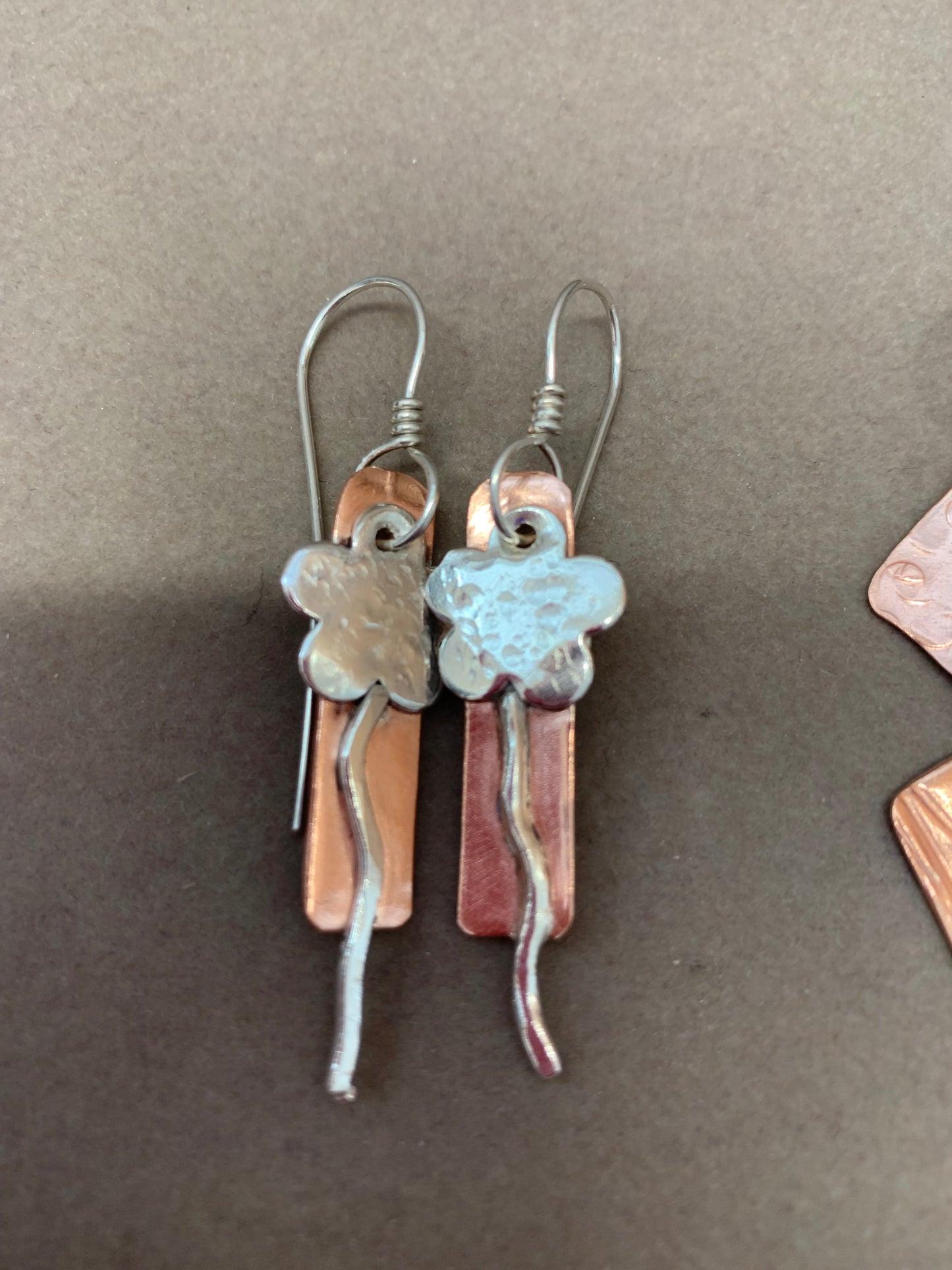 Hand Made Sterling Silver and Copper Earrings