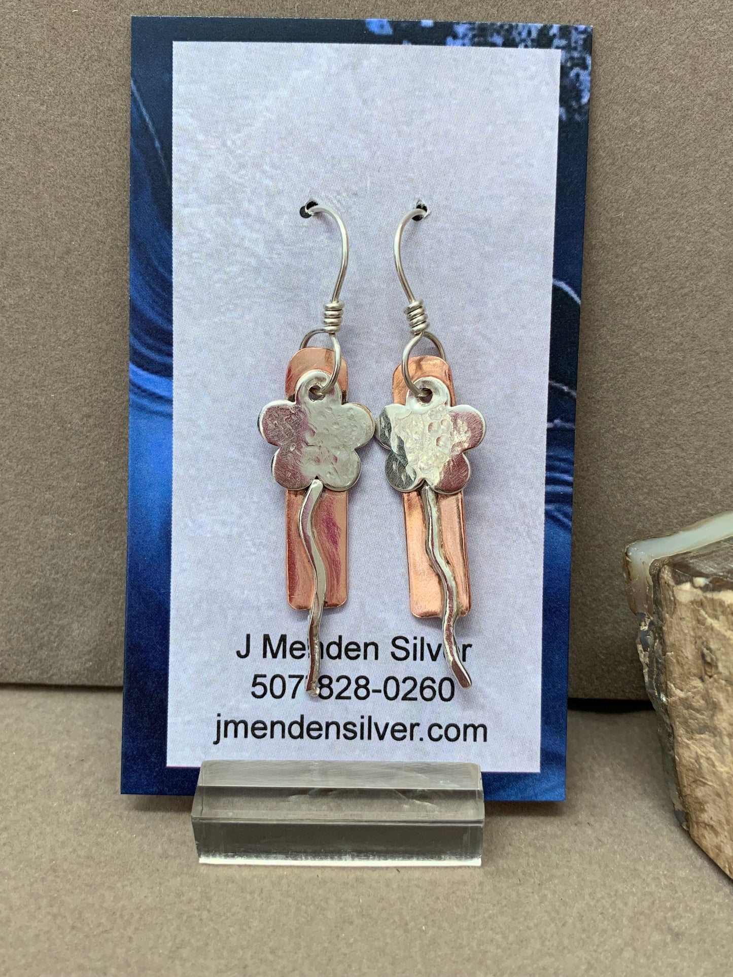 Hand Made Sterling Silver and Copper Earrings