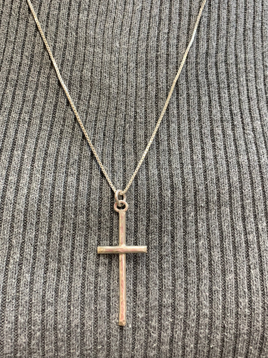 Hand Made Sterling Silver Long Skinny Cross Necklace Pendant