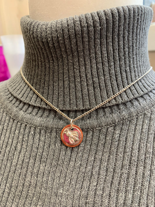 Hand Made Sterling Silve and Copper BEE Pendant Necklace