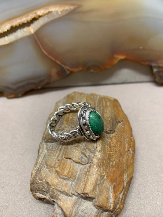 Hand Made Sterling Silver Emerald Ring 9.5