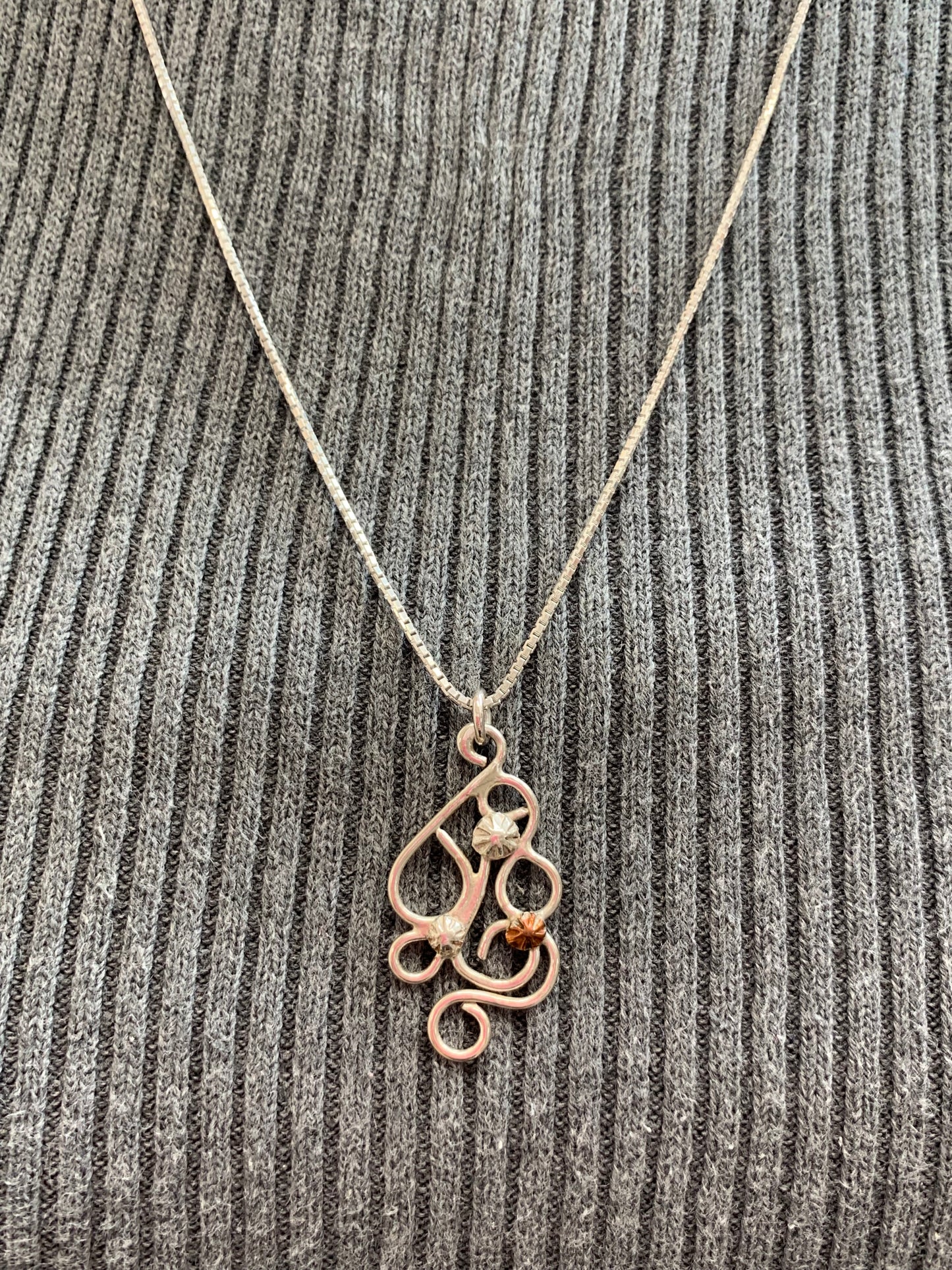 Hand Made Sterling Silver Freeformed Pendant Necklace