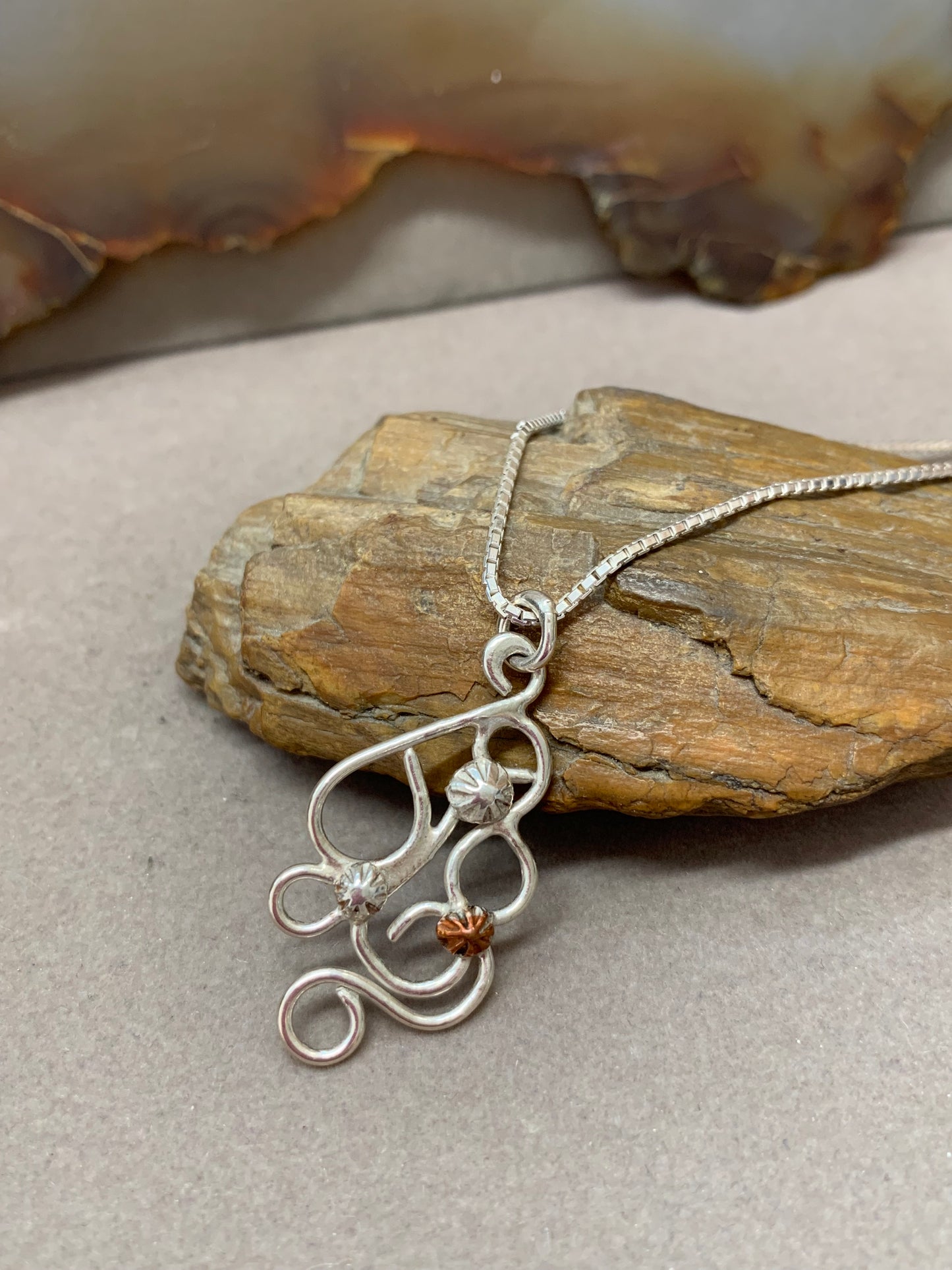 Hand Made Sterling Silver Freeformed Pendant Necklace