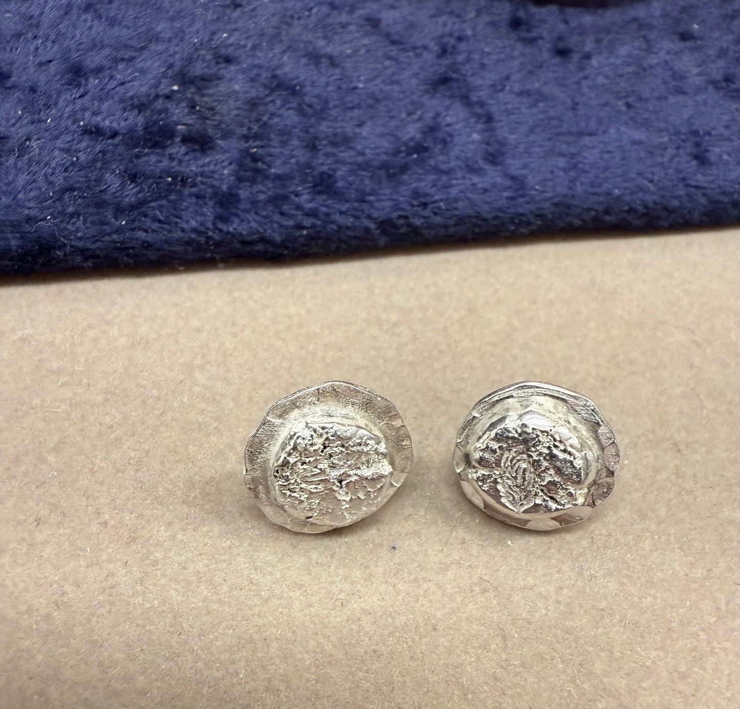 Handmade Sterling Silver Nugget Post Earrings