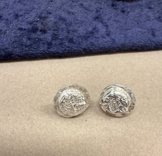 Handmade Sterling Silver Nugget Post Earrings