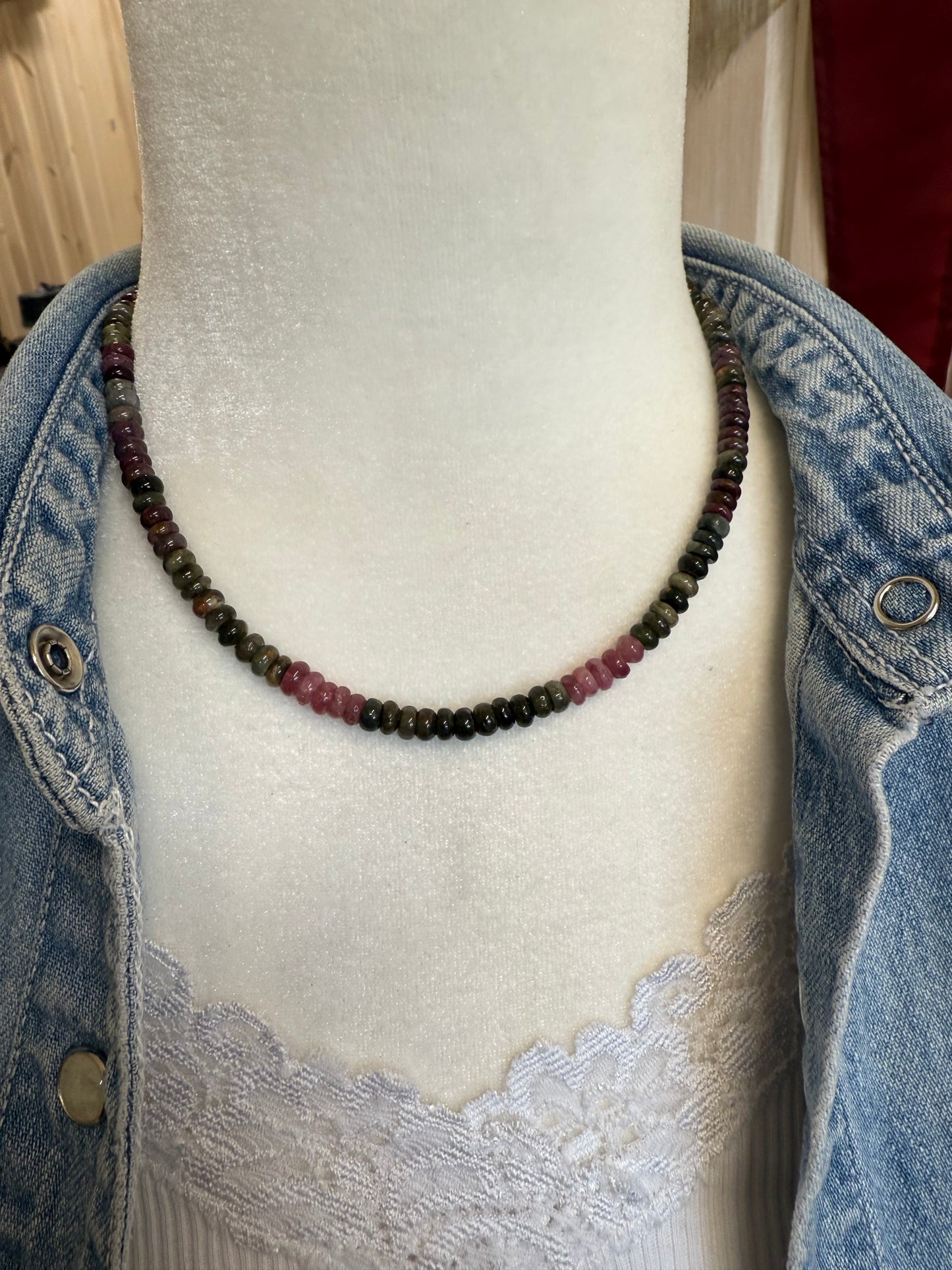 Handmade Tourmaline Necklace and Earrings Sterling Silver