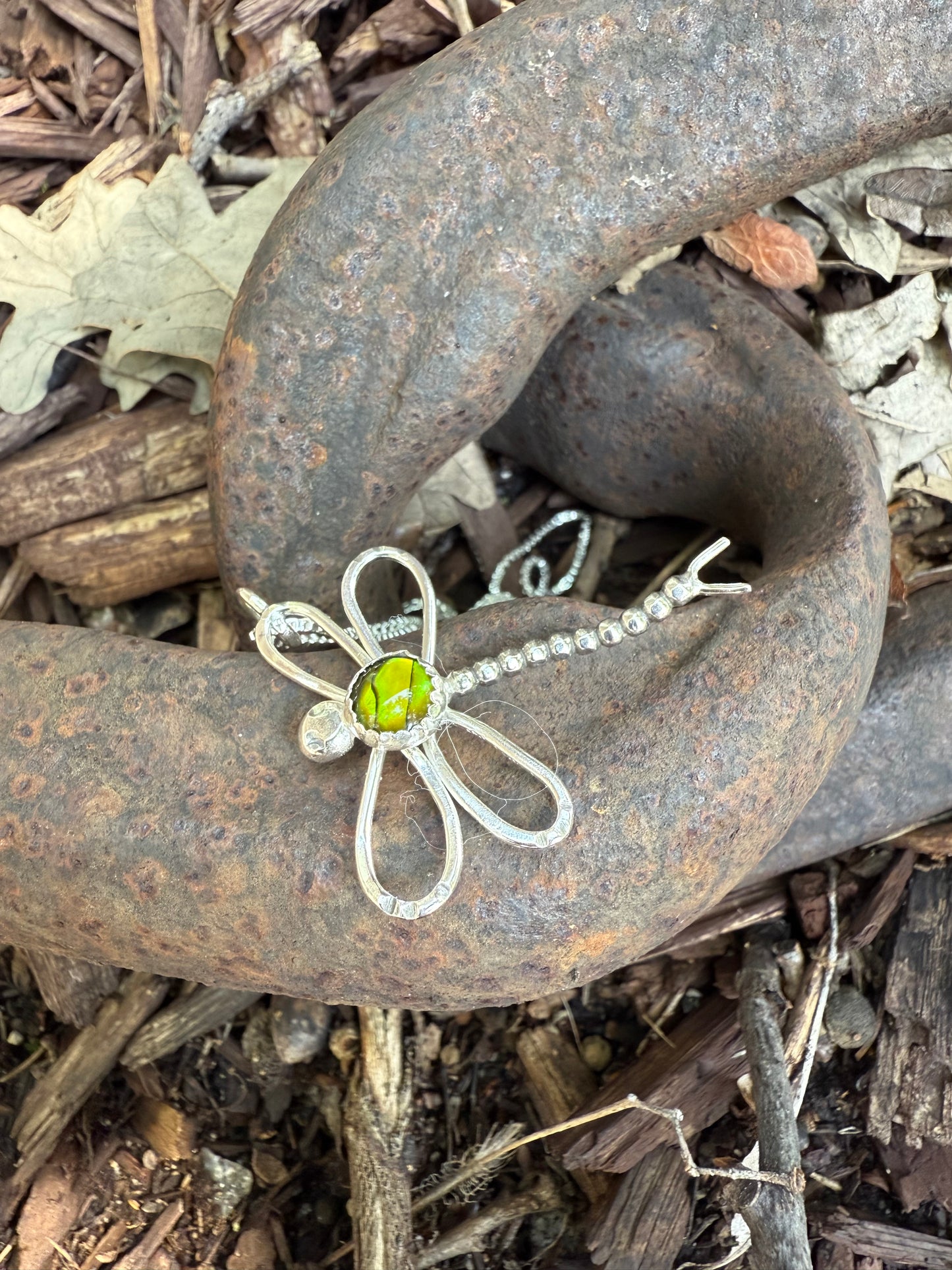 Handmade Sterling Silver Dragonfly Pendant Necklace