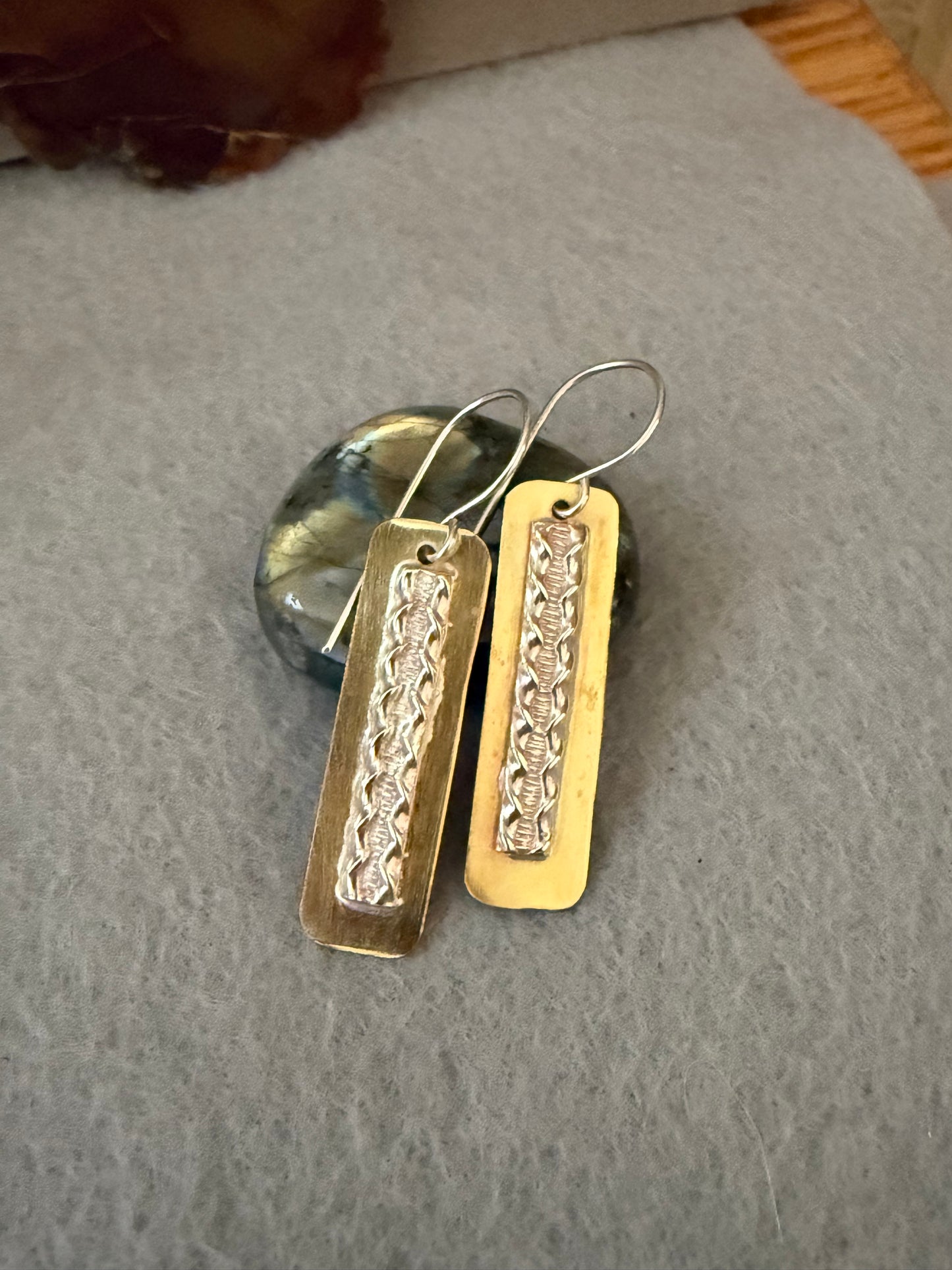 Handmade Sterling Silver and Brass Earrings