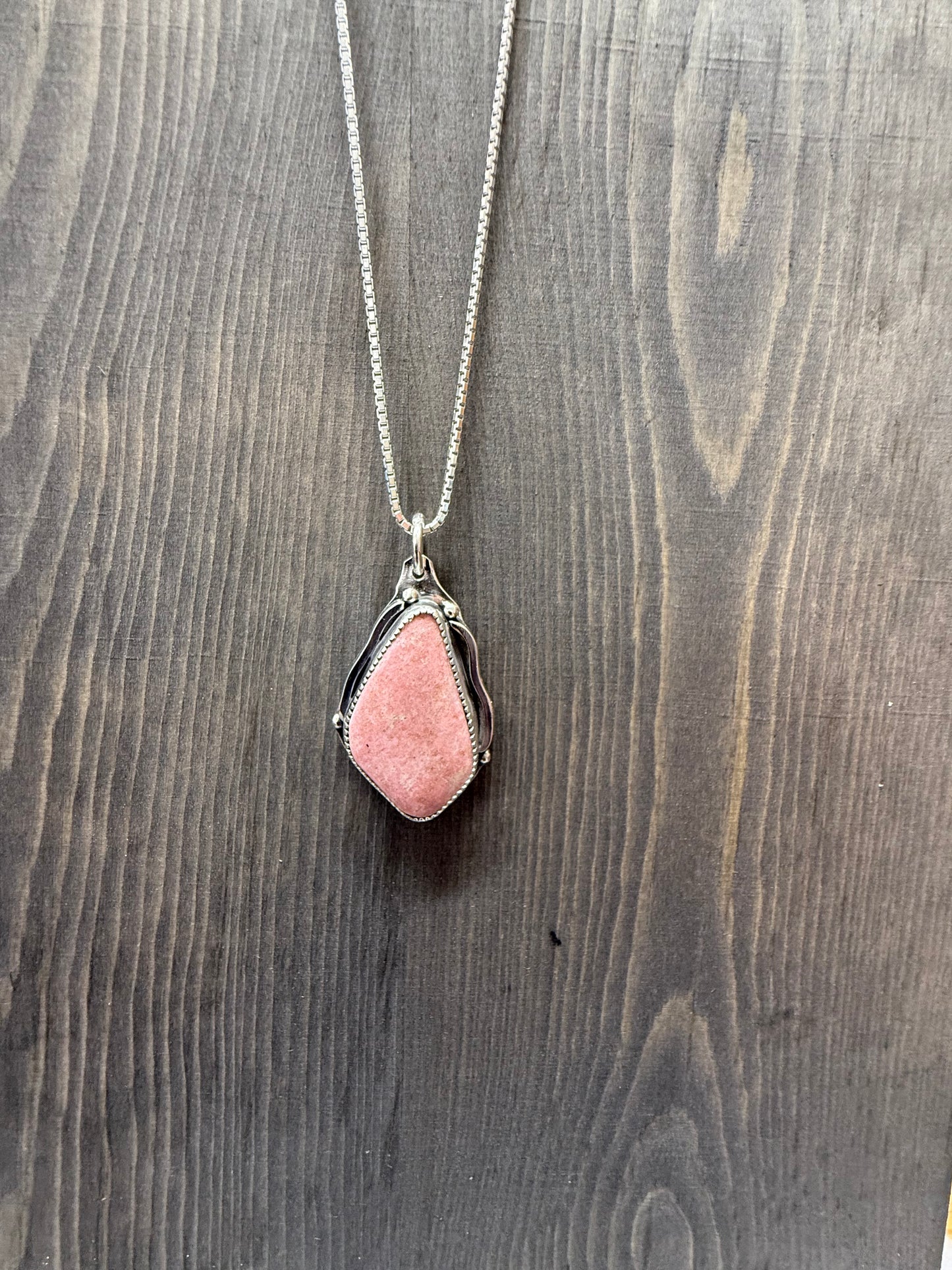 Handmade Sterling Silver Norwegian Thulite Pendant Necklace