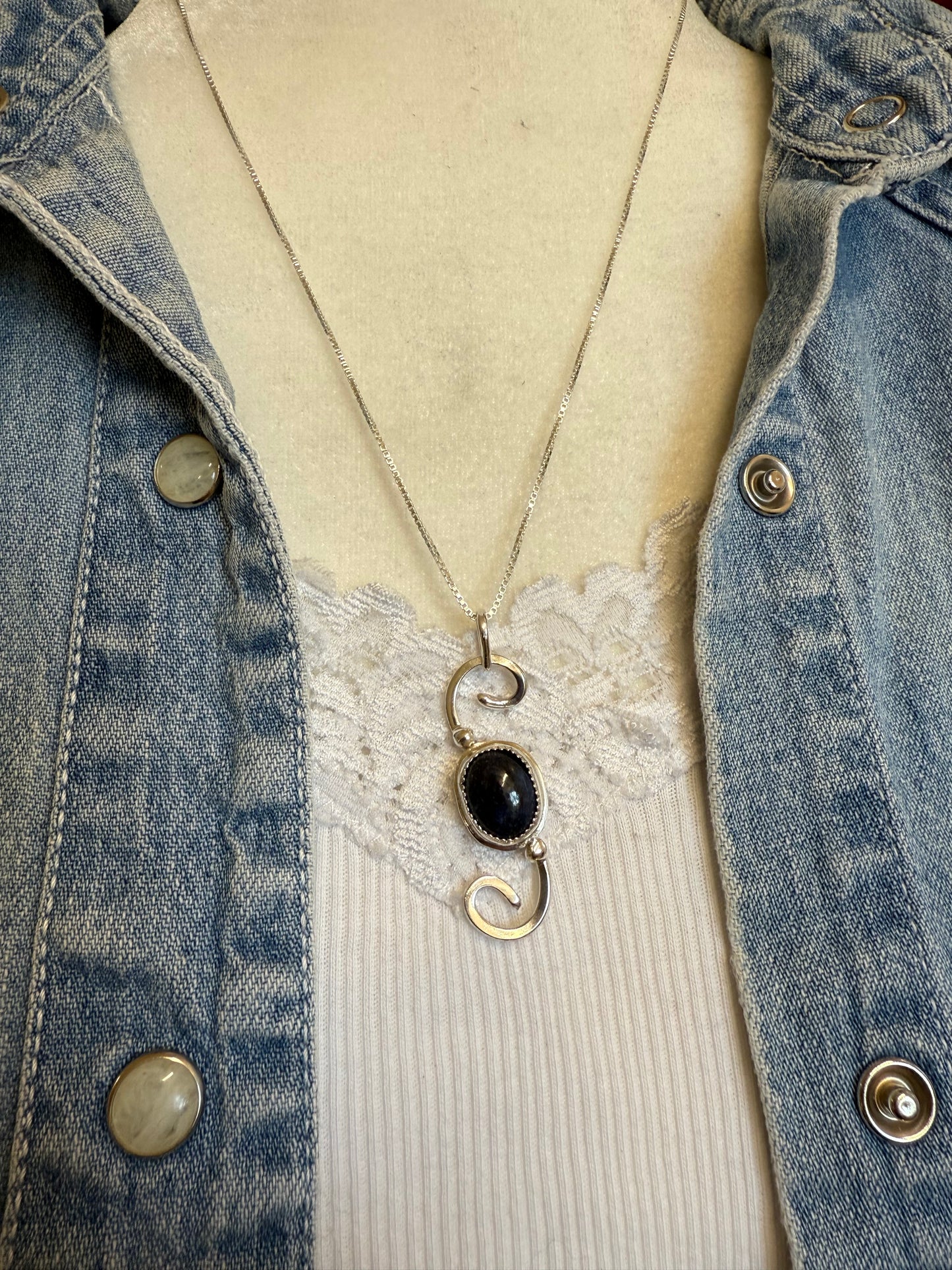 Handmade Sterling Silver Sapphire Pendant Necklace
