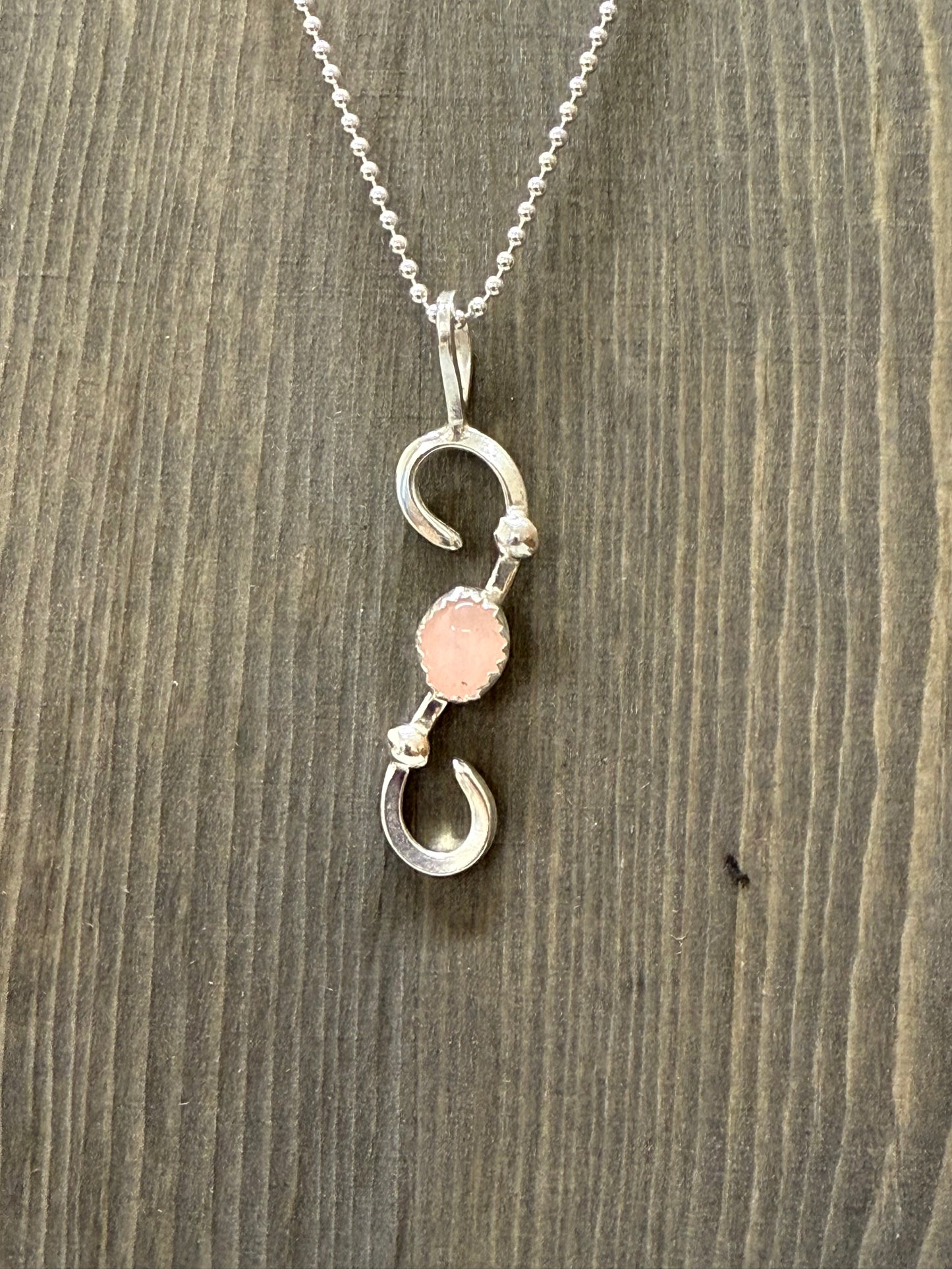 Handmade Sterling Silver Pink Quartz Pendant Necklace