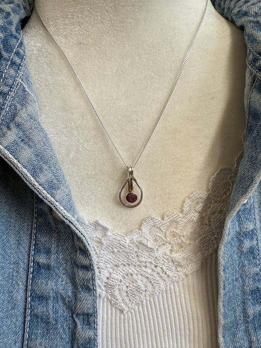 Handmade Sterling Silver Tourmaline Teardrop Pendant Necklace