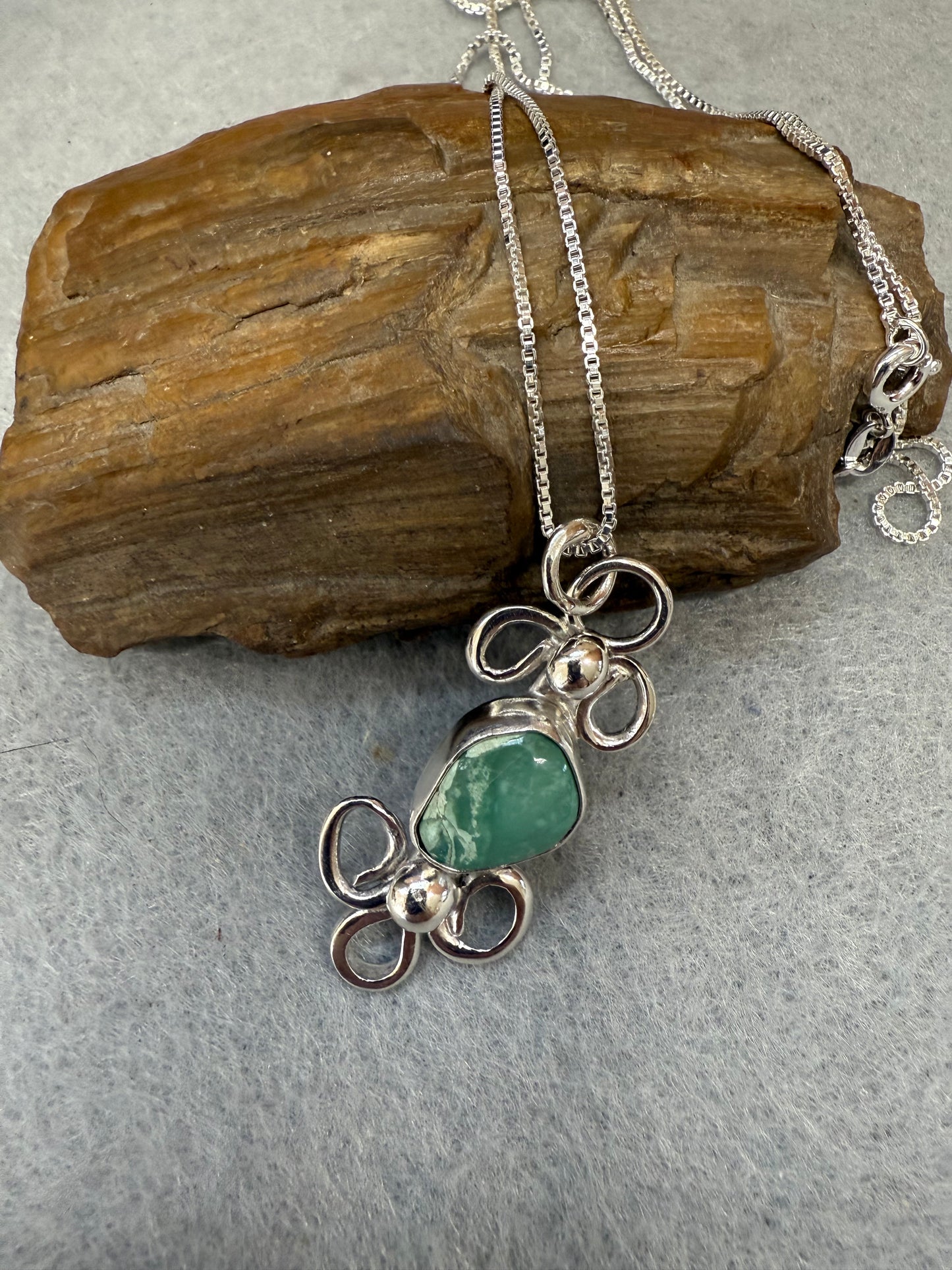 Hand Made Sterling Silver Turquoise Pendant Necklave