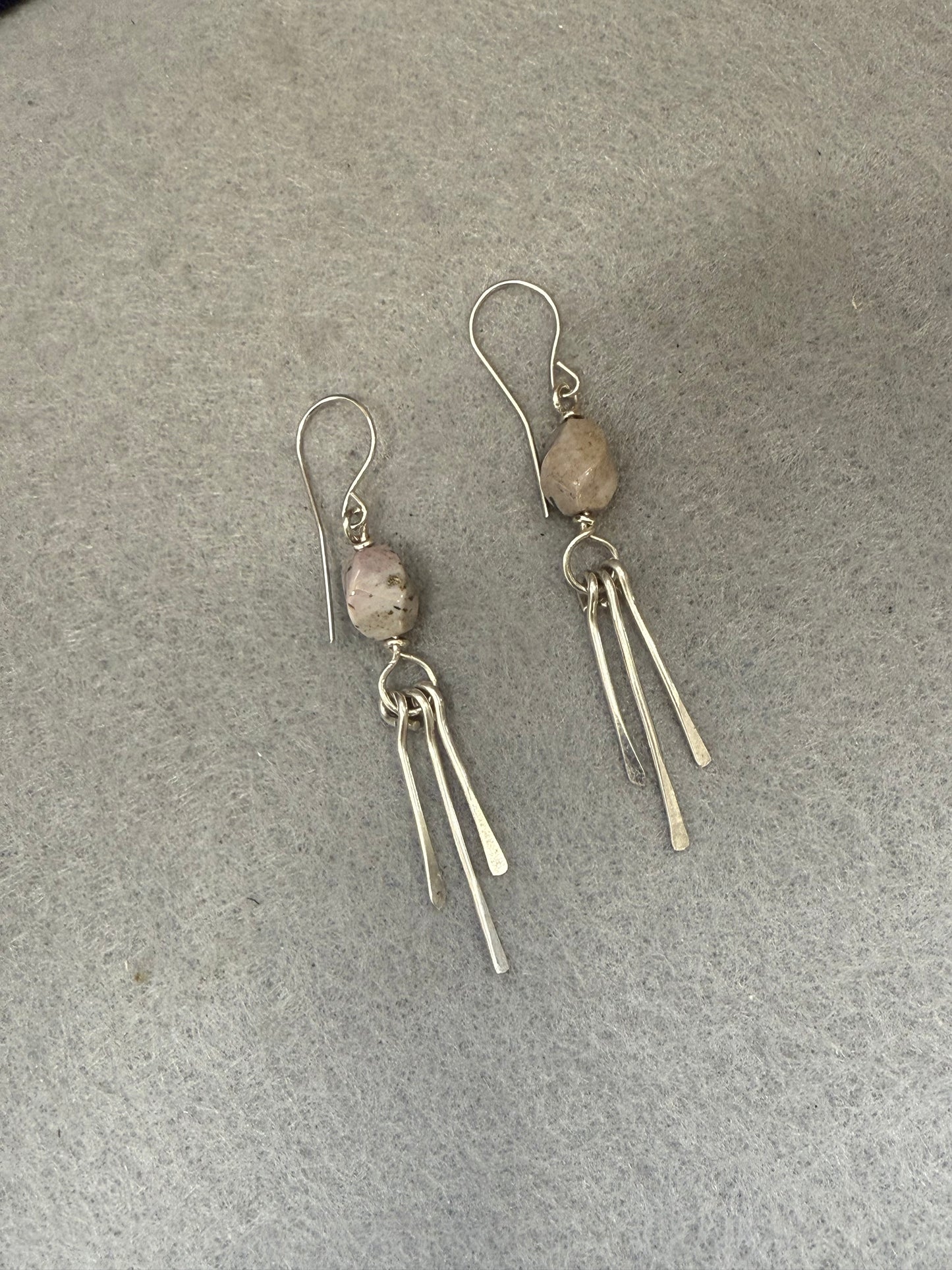 Handmade Sterling Silver Ocean Jasper Dingling Earrings